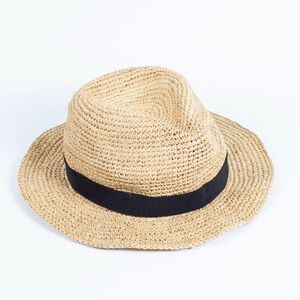 J. Crew Tan Straw Hat with Black Band